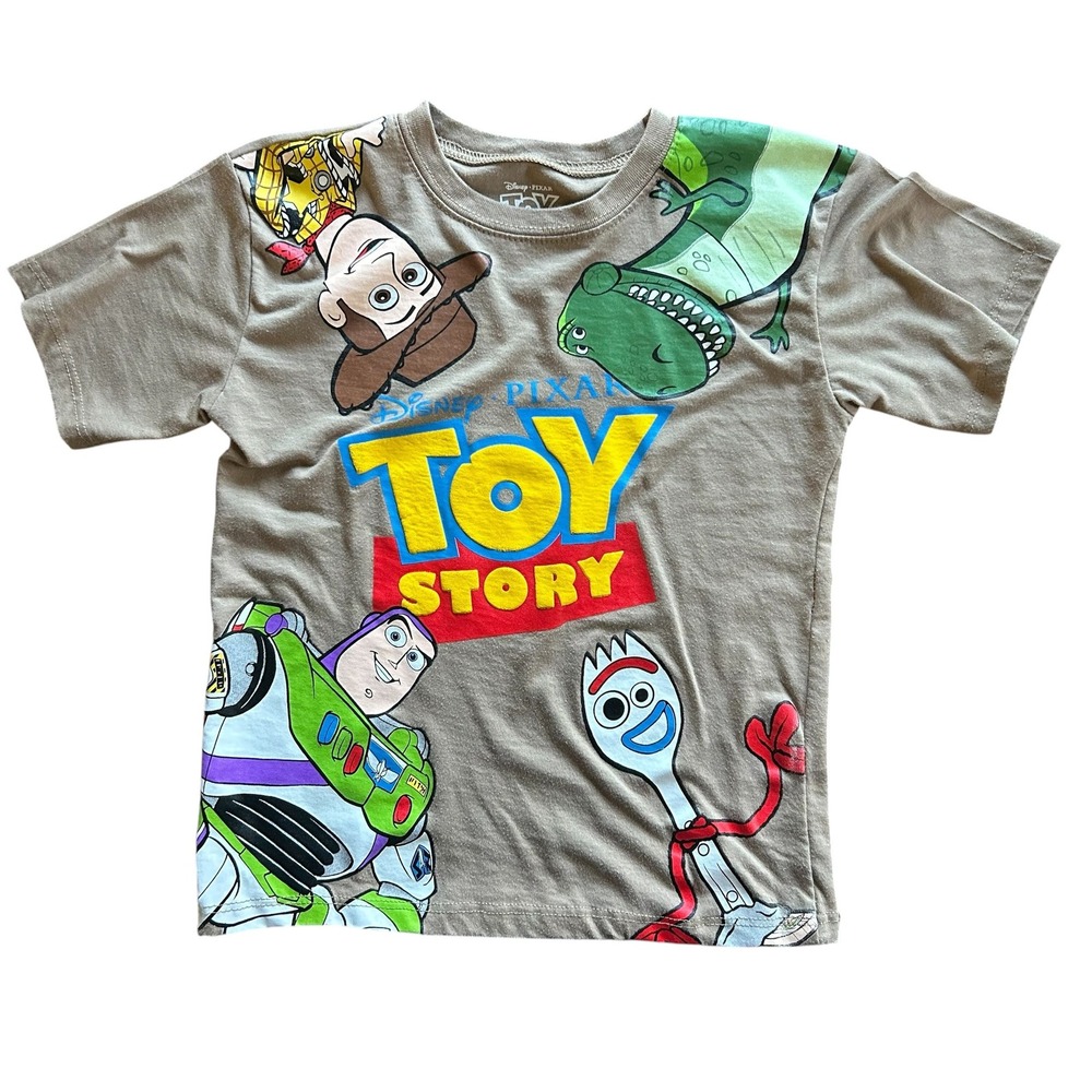 Disney Pixar Toy Story Boys Size 5/6 Wrap Graphic T Shirt Woody Buzz Rex Forky